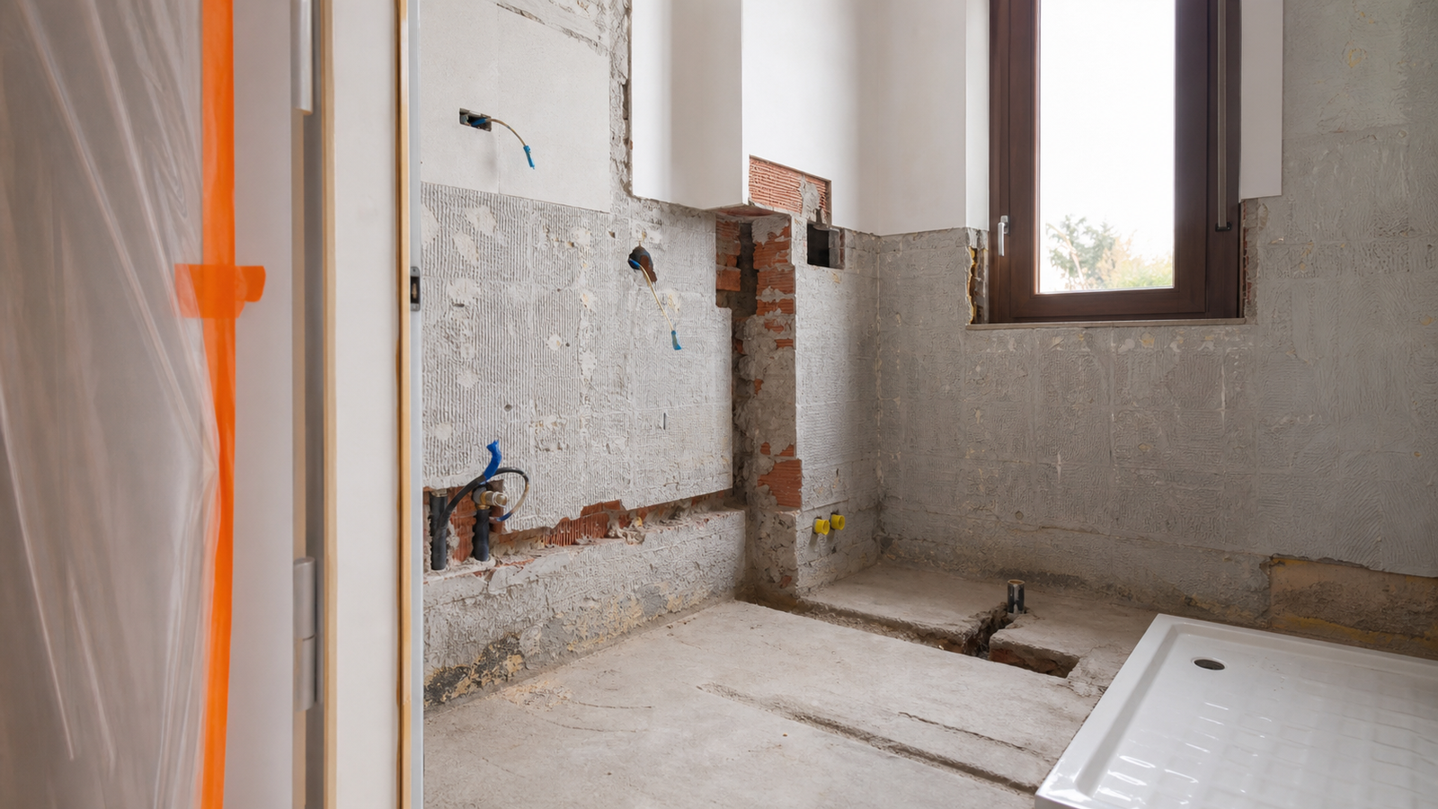 Bagno in fase di demolizione parziale prima della piccola ristrutturazione