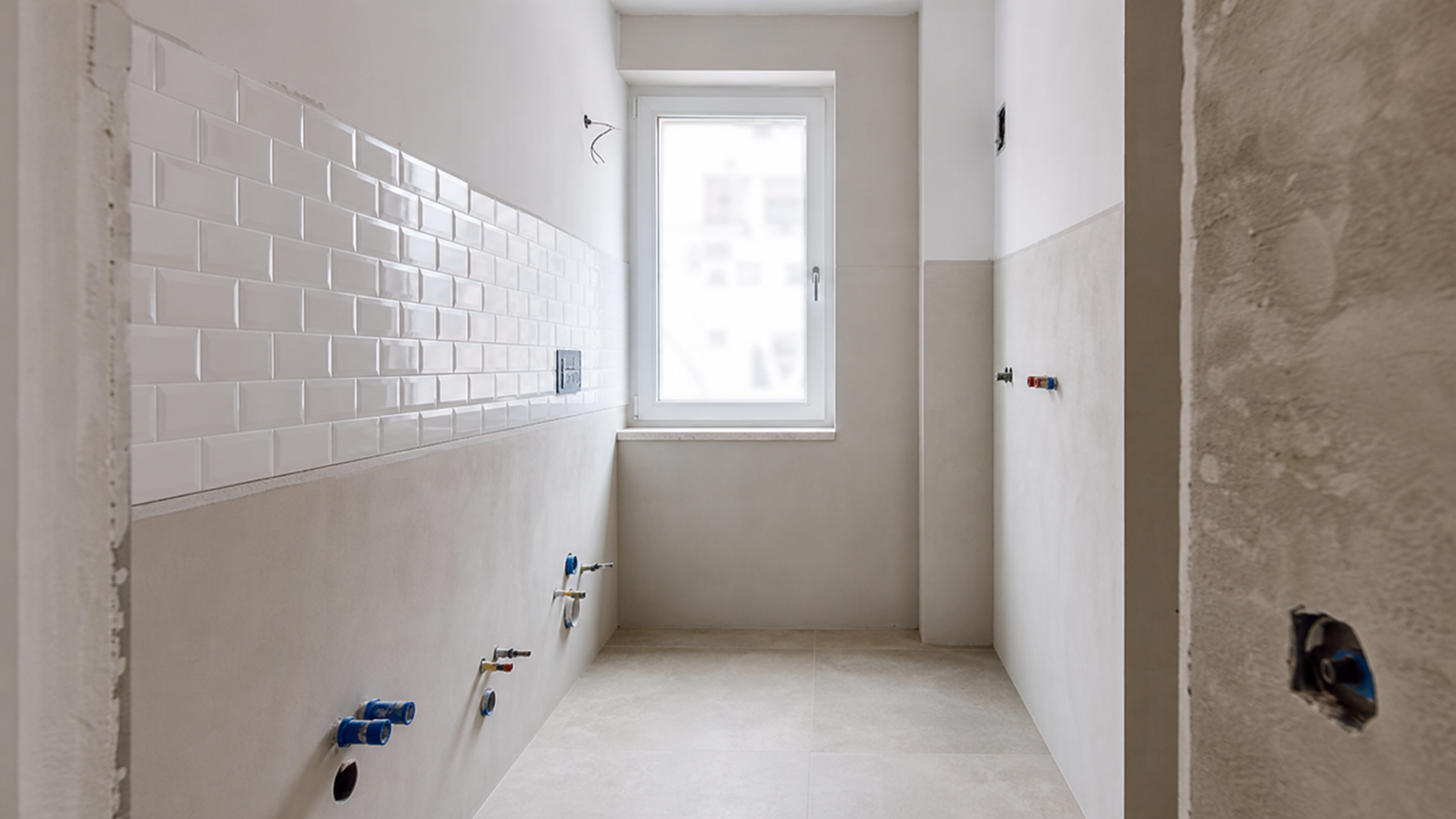 Bagno preparato con tracce chiuse e rivestimenti avviati